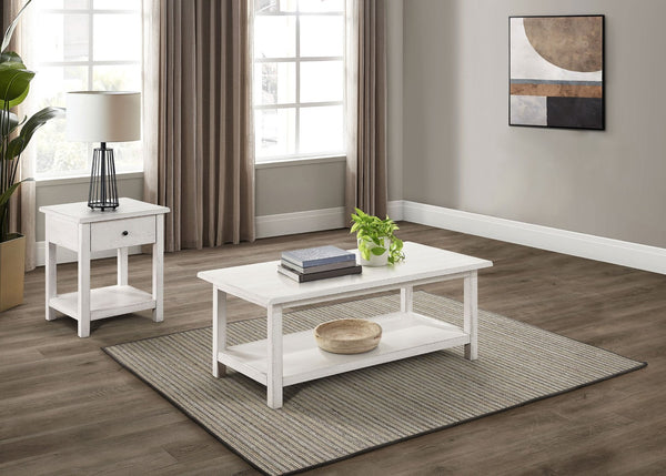 English Elm Castleton Farmhouse 2 Piece Living Room Set with Shelf Storage and Drawer B062S01717