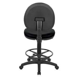 OSP Home Furnishings Sculptured Ergonomic Drafting Chair with Lumbar Support Padded Seat and Adjustable Footring Black DC550-R107