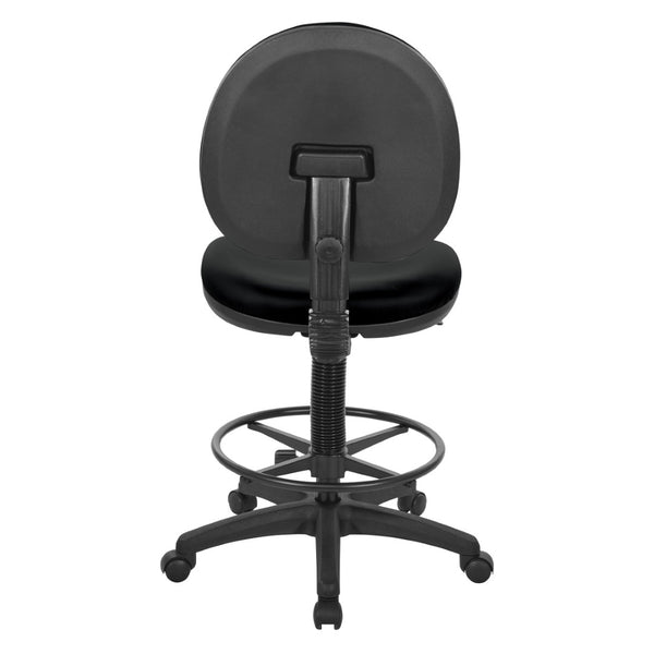 OSP Home Furnishings Sculptured Ergonomic Drafting Chair with Lumbar Support Padded Seat and Adjustable Footring Black DC550-R107