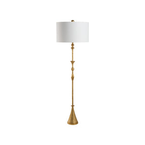 Chelsea House Gia Sculptural Floor Lamp By Jamie Merida, Textured Gilt Finish, Slim 65" Ambient Light Accent 70300