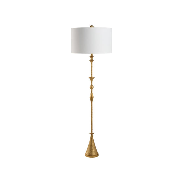 Chelsea House Gia Sculptural Floor Lamp By Jamie Merida, Textured Gilt Finish, Slim 65" Ambient Light Accent 70300