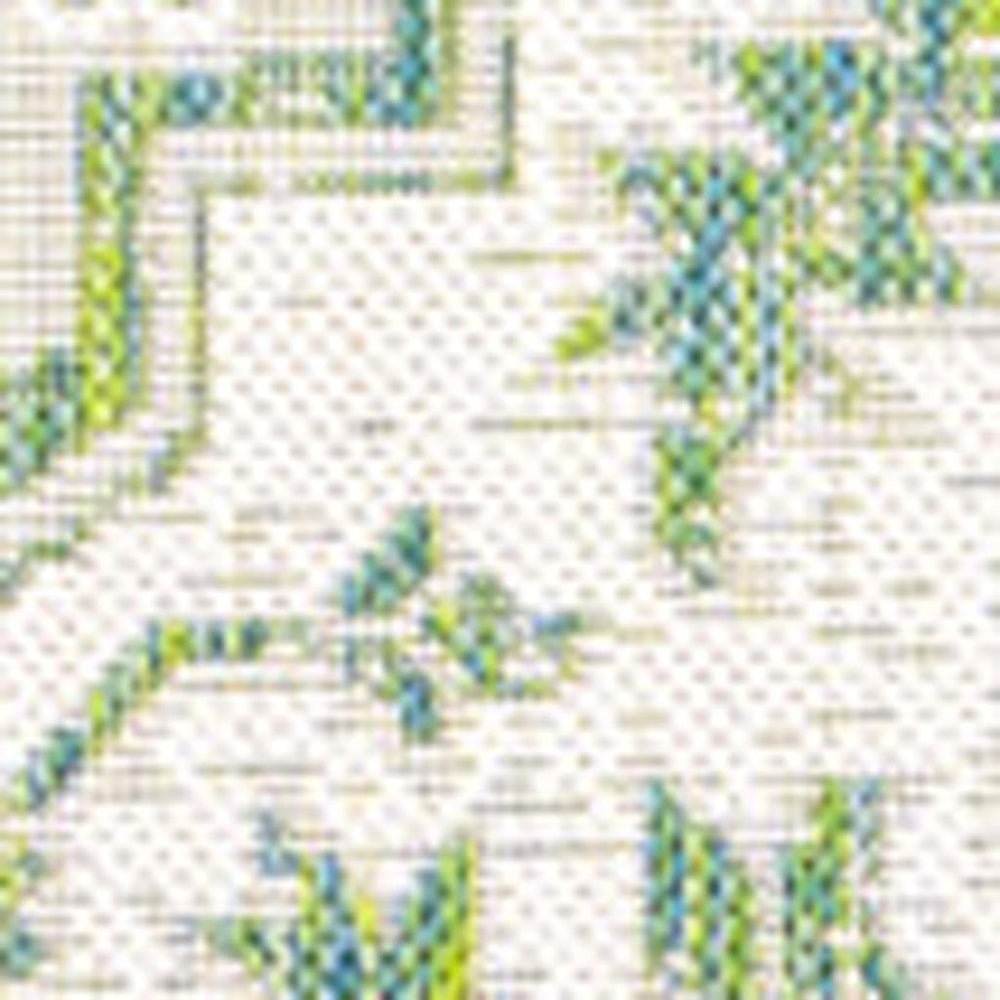HomeRoots 5' Elegant Green and Cream Medallion Indoor-Outdoor Area Rug – Durable, Stylish, Versatile Design 703002