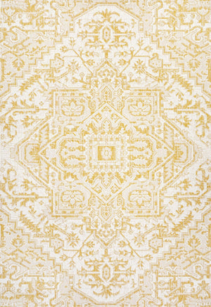 HomeRoots 8' X 10' Cream and Yellow Medallion Area Rug – Stylish Indoor/Outdoor Accent for Any Space! 703008