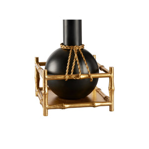 Chelsea House Tai Fu Table Lamp Matte Black With Antique Gold Bamboo Cage, Rope Accents, 39" Sculptural Ambient Light 70301