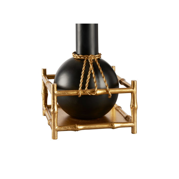 Chelsea House Tai Fu Table Lamp Matte Black With Antique Gold Bamboo Cage, Rope Accents, 39" Sculptural Ambient Light 70301