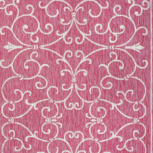 HomeRoots 8' X 10' Fuchsia and Light Gray Medallion Rug - Stylish, Weather-Resistant for Indoor & Outdoor Use! 703013