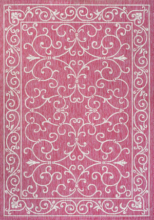 HomeRoots 8' X 10' Fuchsia and Light Gray Medallion Rug - Stylish, Weather-Resistant for Indoor & Outdoor Use! 703013
