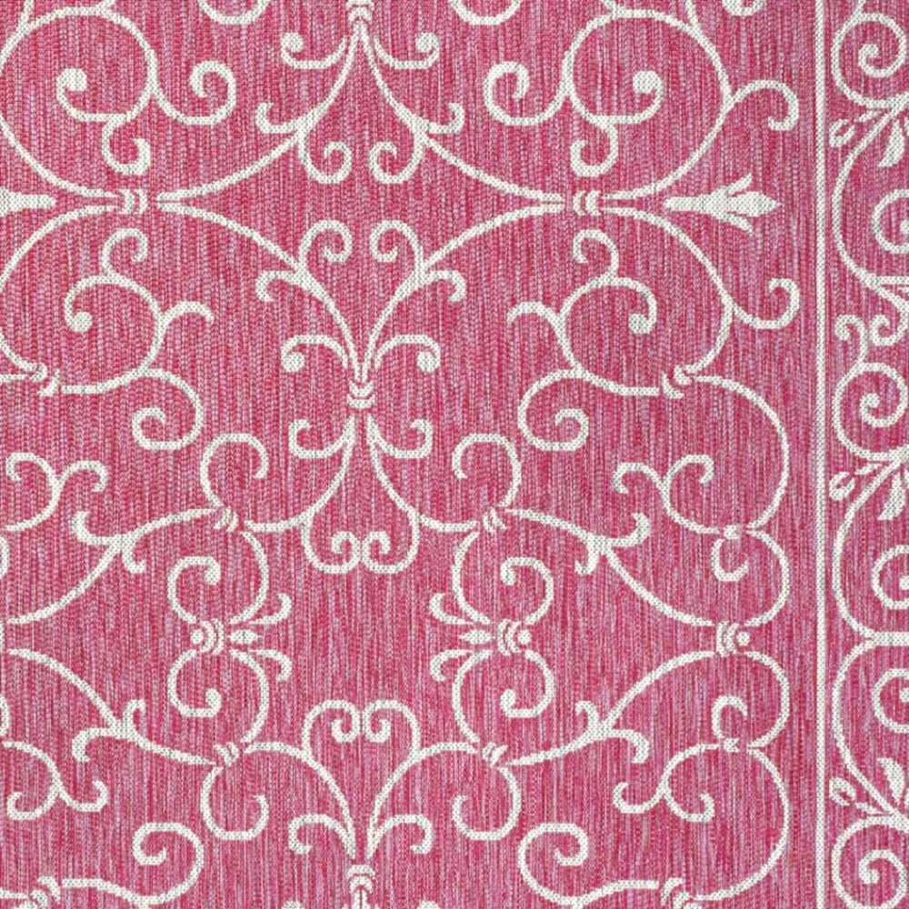 HomeRoots 9' Fuchsia and Light Gray Medallion Area Rug - Indoor/Outdoor, Durable, Low Maintenance, Stylish Design 703014