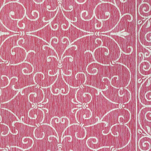 HomeRoots 9' Fuchsia and Light Gray Medallion Area Rug - Indoor/Outdoor, Durable, Low Maintenance, Stylish Design 703014