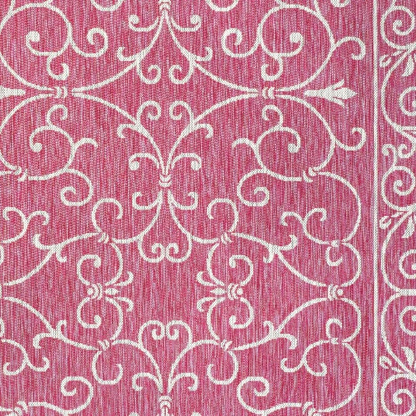 HomeRoots 9' Fuchsia and Light Gray Medallion Area Rug - Indoor/Outdoor, Durable, Low Maintenance, Stylish Design 703014