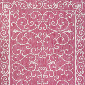 HomeRoots 9' Fuchsia and Light Gray Medallion Area Rug - Indoor/Outdoor, Durable, Low Maintenance, Stylish Design 703014