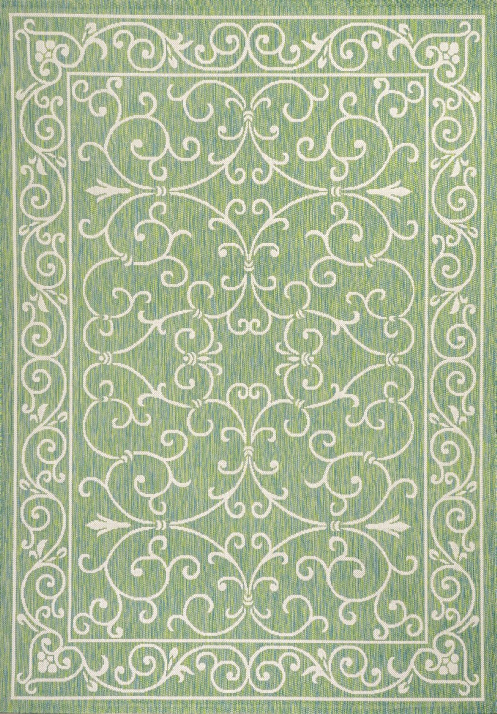 HomeRoots 5' Green and Ivory Medallion Area Rug - Durable Indoor/Outdoor Design for Timeless Elegance and Style 703017