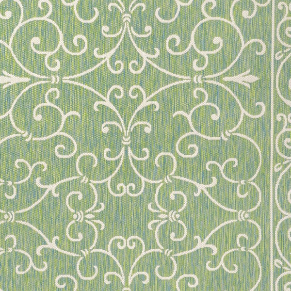 HomeRoots 8' X 10' Stylish Green and Ivory Medallion Rug - Durable Indoor/Outdoor Area Rug for Versatile Spaces 703018