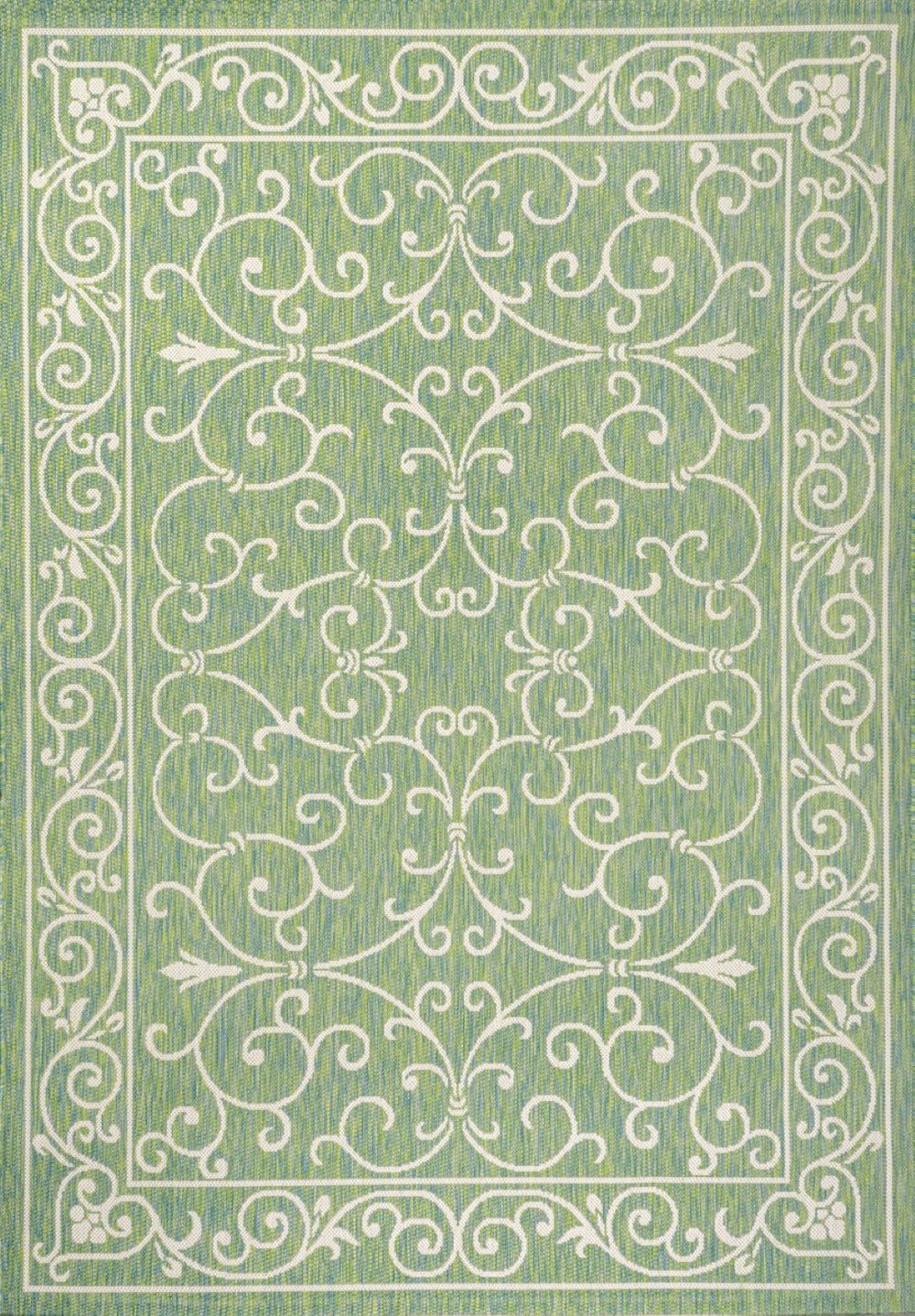 HomeRoots 8' X 10' Stylish Green and Ivory Medallion Rug - Durable Indoor/Outdoor Area Rug for Versatile Spaces 703018