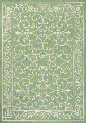 HomeRoots 8' X 10' Stylish Green and Ivory Medallion Rug - Durable Indoor/Outdoor Area Rug for Versatile Spaces 703018