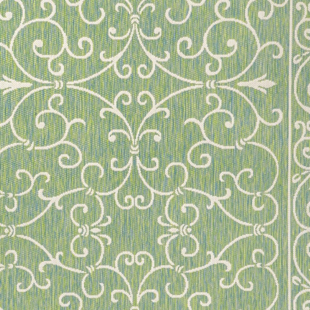 HomeRoots 9' Medallion Indoor Outdoor Area Rug in Green and Ivory – Stylish, Durable, Easy Care for All Spaces 703019
