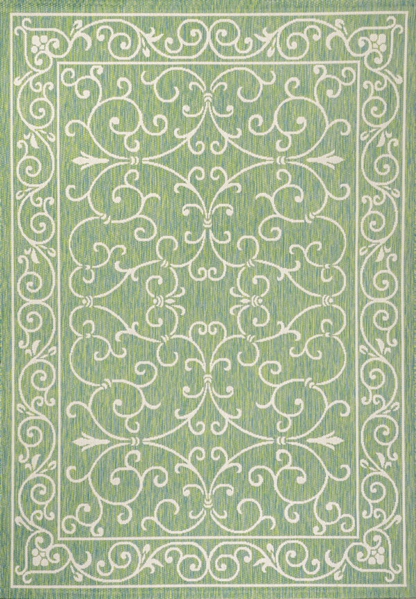 HomeRoots 9' Medallion Indoor Outdoor Area Rug in Green and Ivory – Stylish, Durable, Easy Care for All Spaces 703019
