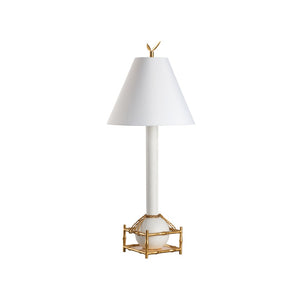 Chelsea House Tai Fu Matte White Table Lamp With Antique Gold Bamboo Cage, Rope Accents, 39" Tall Statement Light 70302