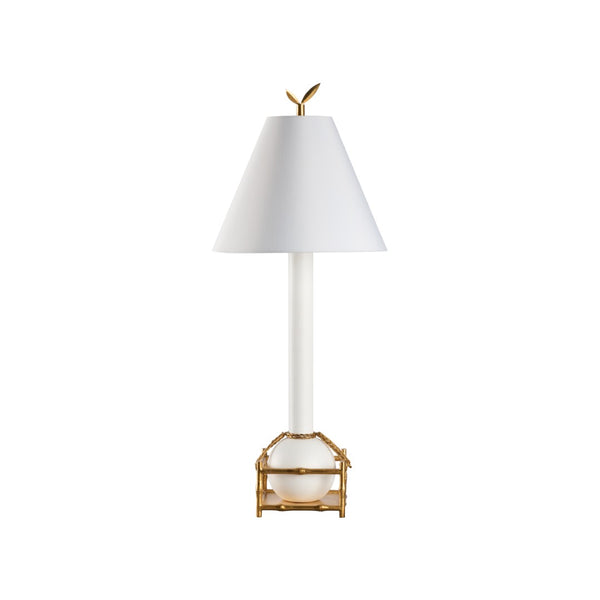 Chelsea House Tai Fu Matte White Table Lamp With Antique Gold Bamboo Cage, Rope Accents, 39" Tall Statement Light 70302