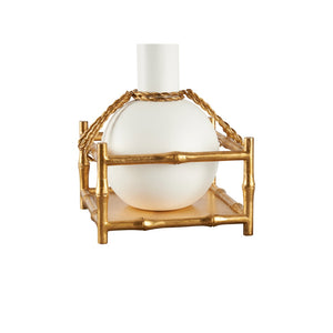 Chelsea House Tai Fu Matte White Table Lamp With Antique Gold Bamboo Cage, Rope Accents, 39" Tall Statement Light 70302