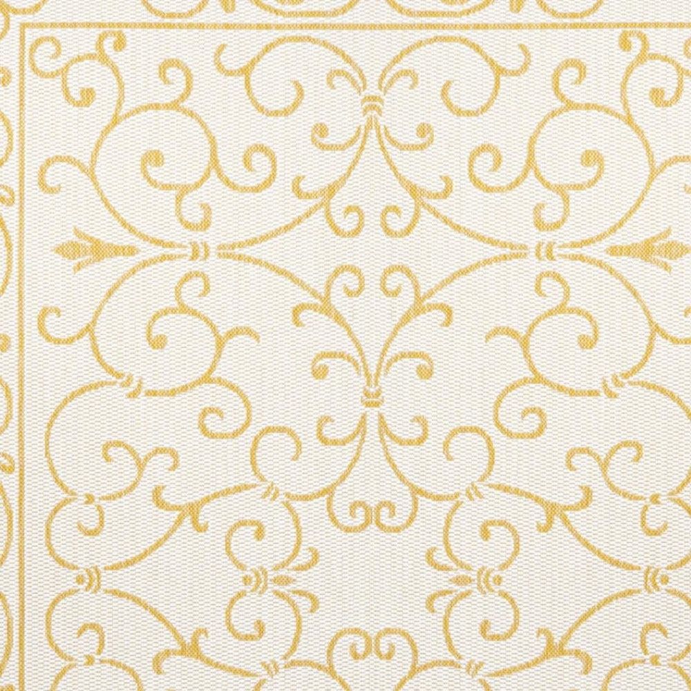HomeRoots 9' Cream and Yellow Medallion Area Rug - Durable Indoor/Outdoor Accent for Living Spaces & Patios 703029