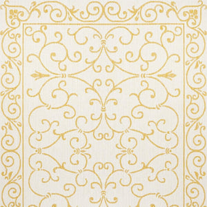 HomeRoots 9' Cream and Yellow Medallion Area Rug - Durable Indoor/Outdoor Accent for Living Spaces & Patios 703029