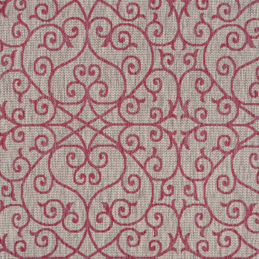 HomeRoots 5' Light Gray and Fuchsia Geometric Area Rug - Stylish, Durable, Indoor/Outdoor, Easy-Care Design 703032