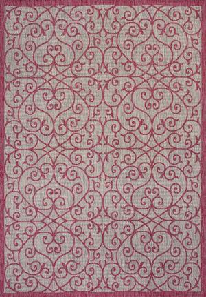 HomeRoots 5' Light Gray and Fuchsia Geometric Area Rug - Stylish, Durable, Indoor/Outdoor, Easy-Care Design 703032