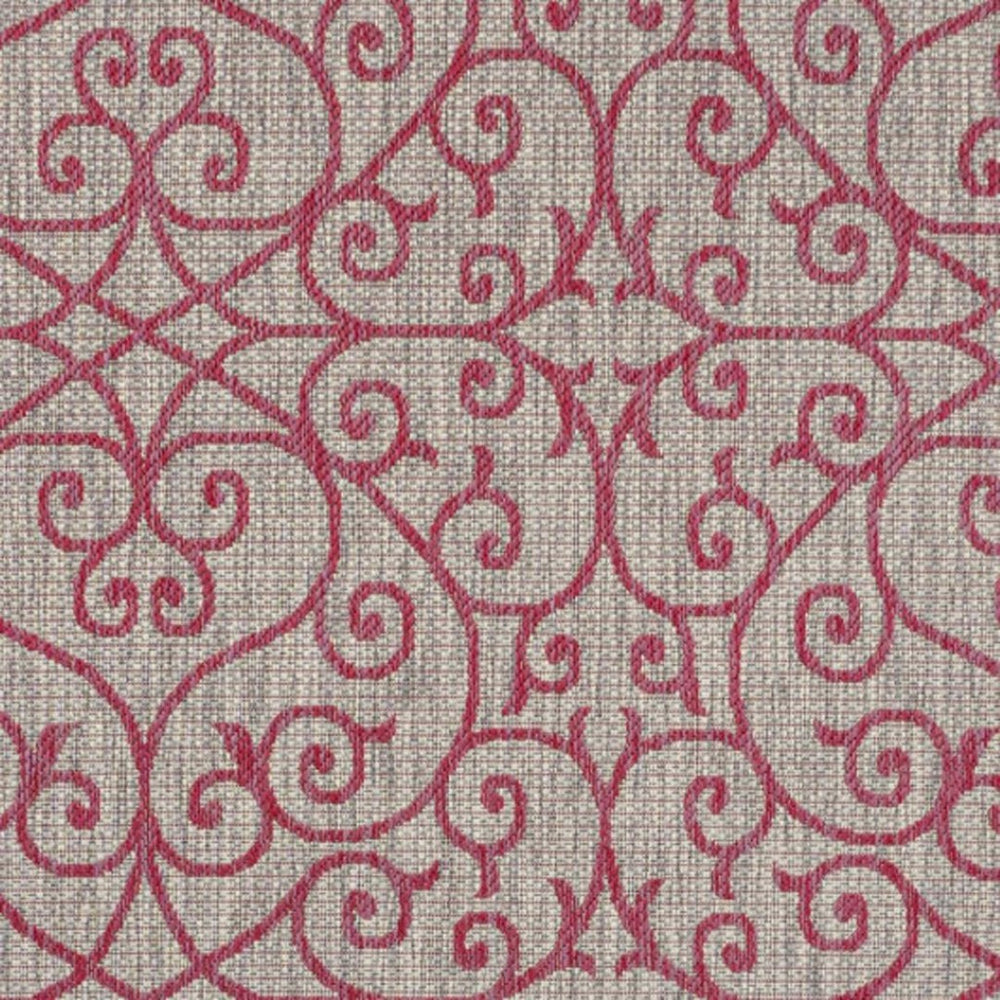 HomeRoots 8' x 10' Light Gray & Fuchsia Geometric Area Rug - Durable, Stylish, Indoor/Outdoor Versatile Decor 703033