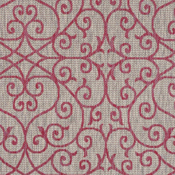 HomeRoots 8' x 10' Light Gray & Fuchsia Geometric Area Rug - Durable, Stylish, Indoor/Outdoor Versatile Decor 703033