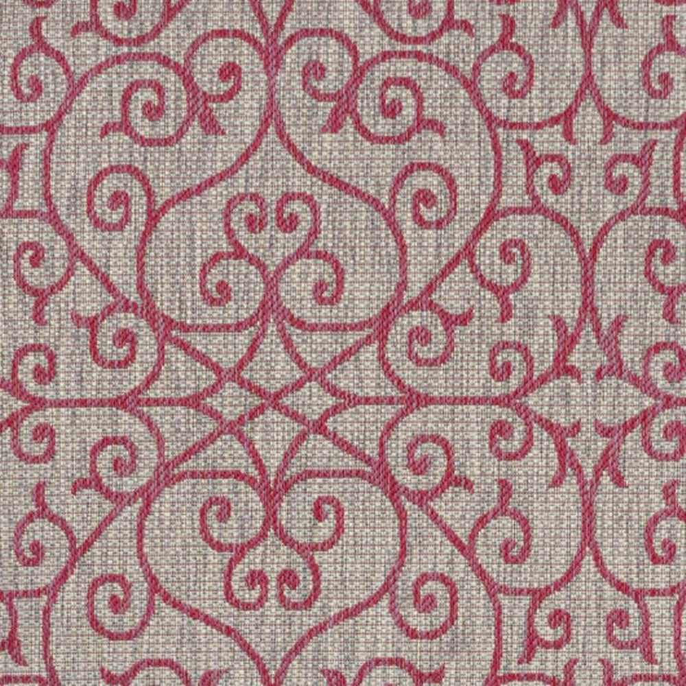 HomeRoots 9' Geometric Light Gray and Fuchsia Area Rug - Stylish Indoor/Outdoor Design for Modern Spaces 703034