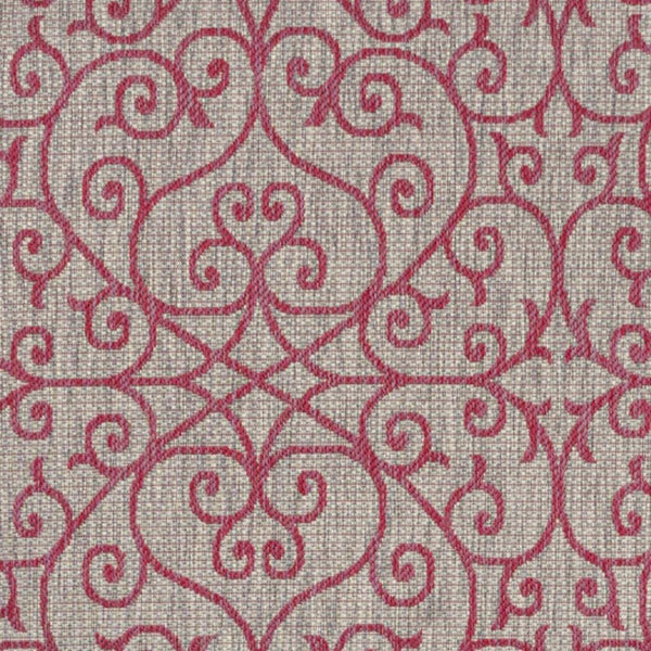 HomeRoots 9' Geometric Light Gray and Fuchsia Area Rug - Stylish Indoor/Outdoor Design for Modern Spaces 703034