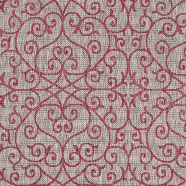 HomeRoots 9' Geometric Light Gray and Fuchsia Area Rug - Stylish Indoor/Outdoor Design for Modern Spaces 703034