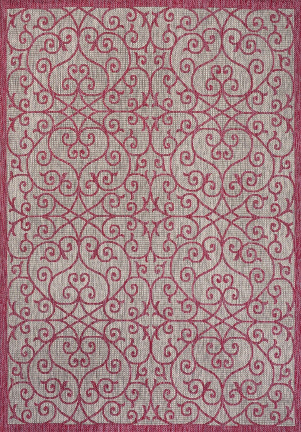 HomeRoots 9' Geometric Light Gray and Fuchsia Area Rug - Stylish Indoor/Outdoor Design for Modern Spaces 703034