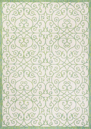 HomeRoots 8' X 10' Cream and Green Geometric Area Rug - Stylish, Durable Indoor/Outdoor Rug for Any Space 703038