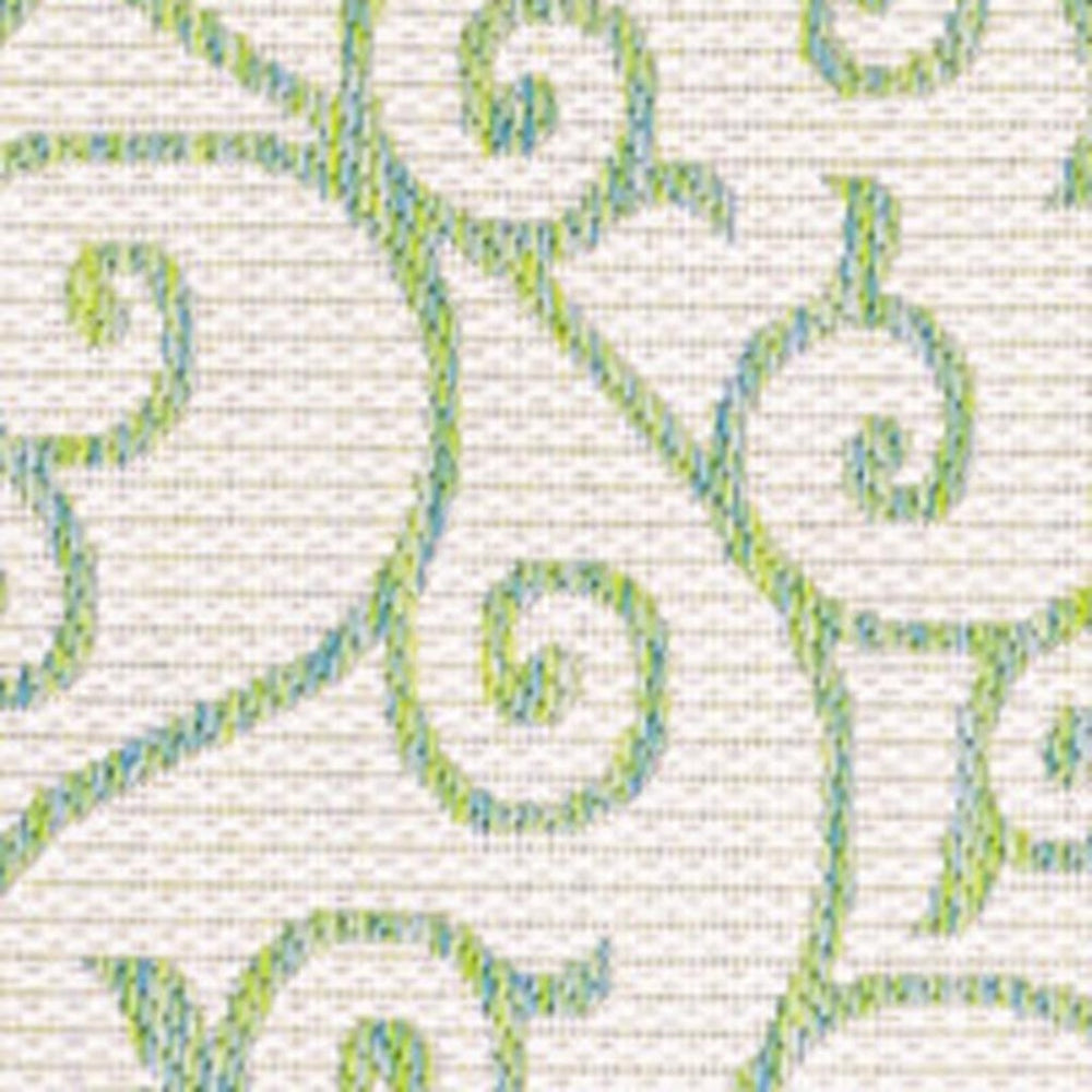 HomeRoots 9' X 12' Cream and Green Geometric Area Rug - Stylish, Durable for Indoor & Outdoor Use, Easy Care! 703039