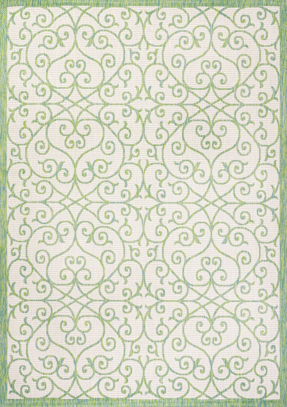 HomeRoots 9' X 12' Cream and Green Geometric Area Rug - Stylish, Durable for Indoor & Outdoor Use, Easy Care! 703039