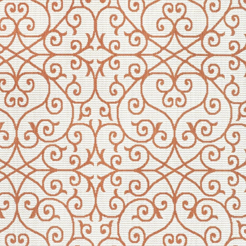 HomeRoots 5' Cream and Orange Geometric Area Rug - Durable Indoor/Outdoor Design for Modern Spaces, Versatile! 703042
