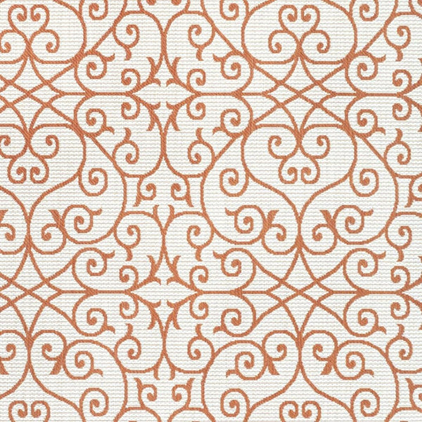 HomeRoots 5' Cream and Orange Geometric Area Rug - Durable Indoor/Outdoor Design for Modern Spaces, Versatile! 703042