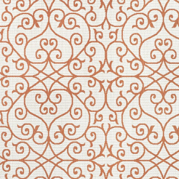 HomeRoots 8' X 10' Cream and Orange Geometric Area Rug - Stylish, Durable Accent for Indoor or Outdoor Spaces 703043