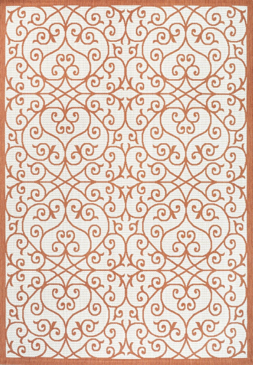 HomeRoots 8' X 10' Cream and Orange Geometric Area Rug - Stylish, Durable Accent for Indoor or Outdoor Spaces 703043