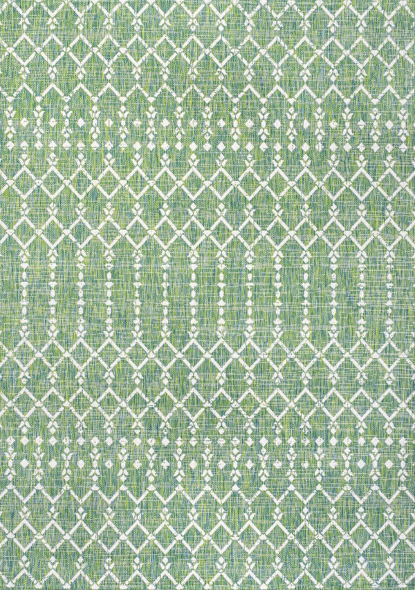 HomeRoots 8' Green and Cream Trellis Area Rug - Durable, Stylish, Indoor/Outdoor Design for Any Space Upgrade 703048