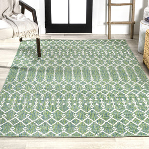 HomeRoots 8' Green and Cream Trellis Area Rug - Durable, Stylish, Indoor/Outdoor Design for Any Space Upgrade 703048
