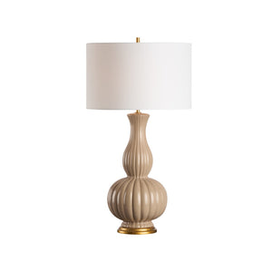 Chelsea House Augusta Ceramic Table Lamp In Sand With Gold-Leaf Accents, 34" Designer Bill Cain Lighting Piece 70305