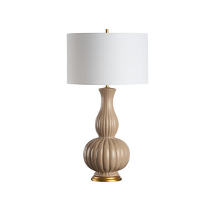 Chelsea House Augusta Ceramic Table Lamp In Sand With Gold-Leaf Accents, 34" Designer Bill Cain Lighting Piece 70305