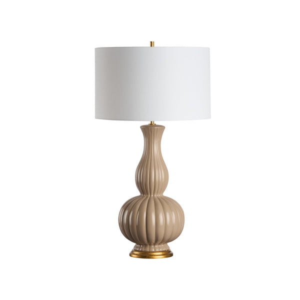 Chelsea House Augusta Ceramic Table Lamp In Sand With Gold-Leaf Accents, 34" Designer Bill Cain Lighting Piece 70305
