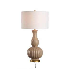 Chelsea House Augusta Ceramic Table Lamp In Sand With Gold-Leaf Accents, 34" Designer Bill Cain Lighting Piece 70305