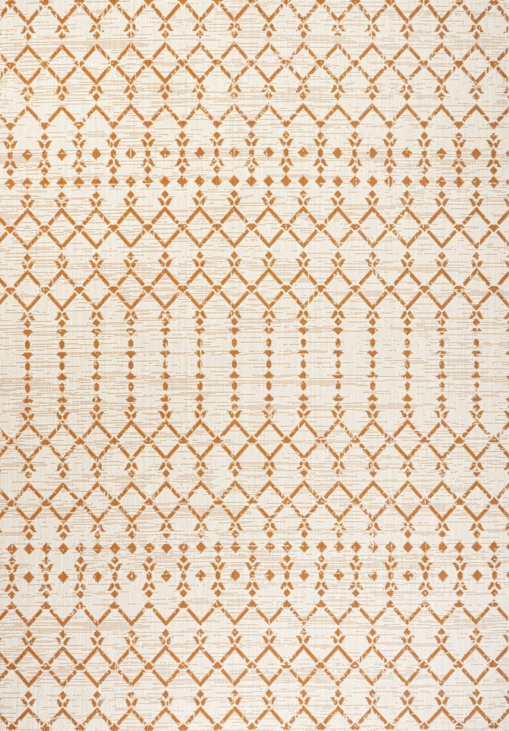 HomeRoots 8' X 10' Cream and Orange Trellis Rug – Stylish, Weather-Resistant Indoor/Outdoor Area Rug for Any Space 703053