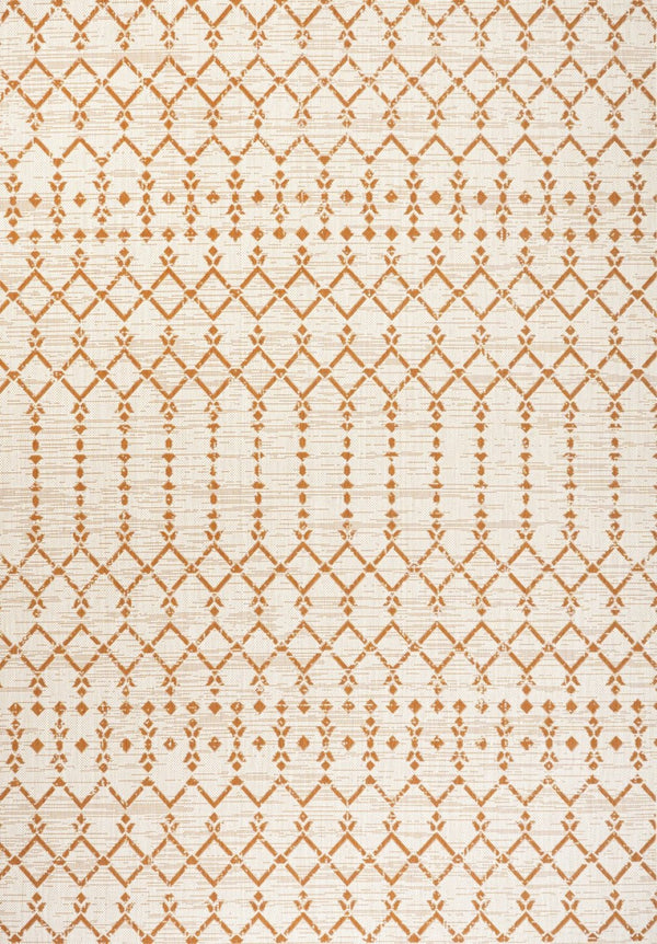 HomeRoots 9' X 12' Cream and Orange Trellis Area Rug – Durable, Stylish Design for Indoor & Outdoor Spaces 703054