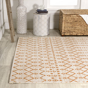 HomeRoots 9' X 12' Cream and Orange Trellis Area Rug – Durable, Stylish Design for Indoor & Outdoor Spaces 703054